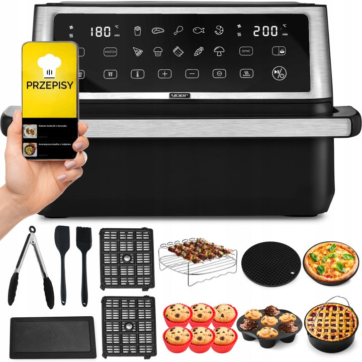 Yoer Frytkownica beztłuszczowa 11L Air Fryer Yoer 2800W 12 programów 23 elementy(Frytkownica beztłuszczowa 11L Air Fryer Yoer 2800W 12 programów 23 elementy')