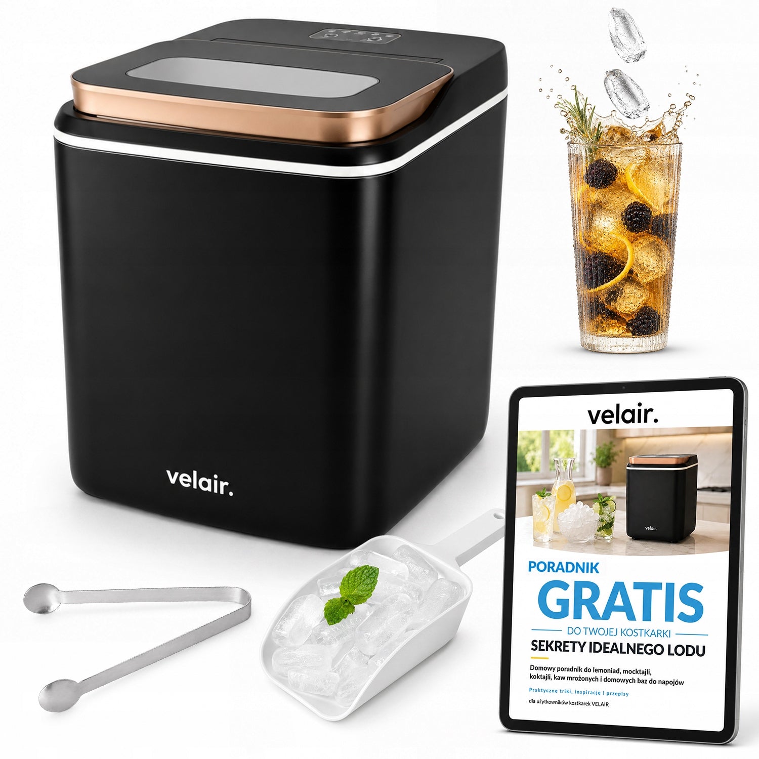 Kostkarka do lodu VELAIR PURE czarna 140W 15kg/dobe + PORADNIK GRATIS!