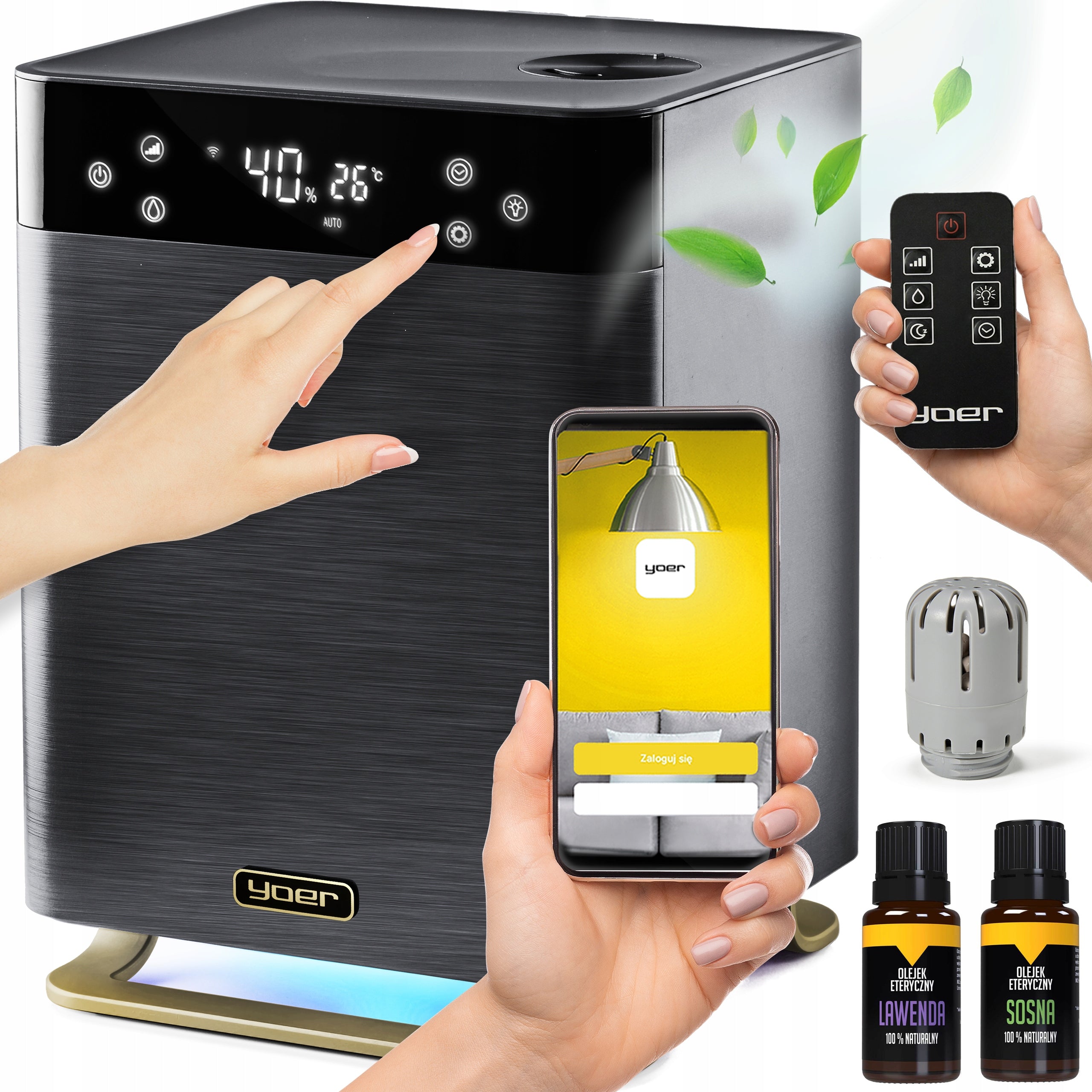 Nawilżacz powietrza automatyczny Yoer 5w1 Oczyszcza Jonizator +Aromaterapia