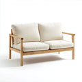 Sofa dwuosobowa do salonu z drewna i tkaniny - 150 x 80 x 70