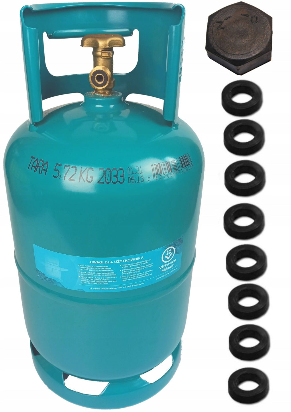 VItkovice Milmet BUTLA GAZOWA 5 KG PROPAN-BUTAN LPG KUCHNIA GRILL USZCZELKI ZAŚLEPKA GRATIS