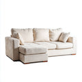 Sofa narożna z tkaniny do salonu w jasnym kolorze - 200 x 80 x 90
