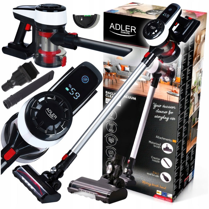 ADLER ODKURZACZ PIONOWY BEZPRZEWODOWY MOCNY BEZWORKOWY LED AKUMULATOROWY 350W